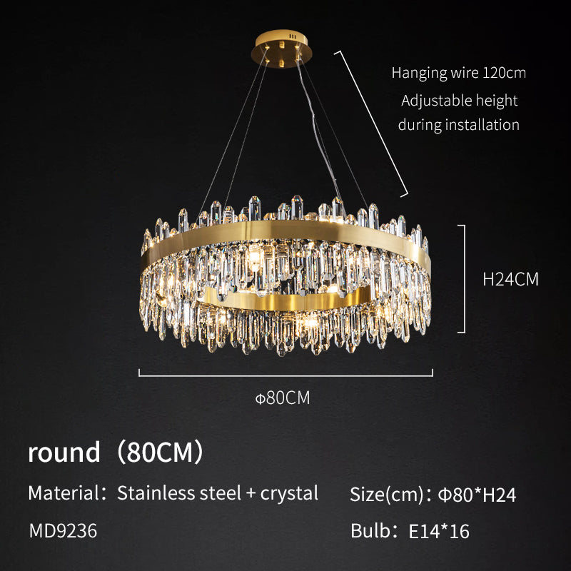 Brass 16-Light Crystal Rectangle Linear Chandelier no.9236