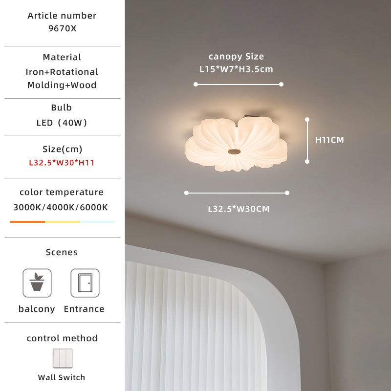 Modern White Flower Wood 3-Lap LED Ceiling Light no.9670