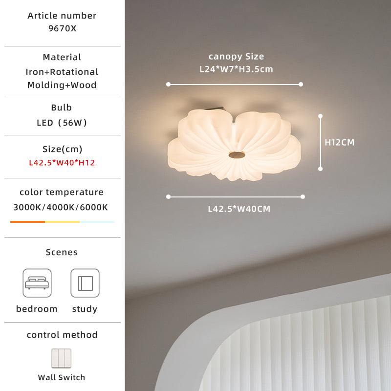 Modern White Flower Wood 3-Lap LED Ceiling Light no.9670