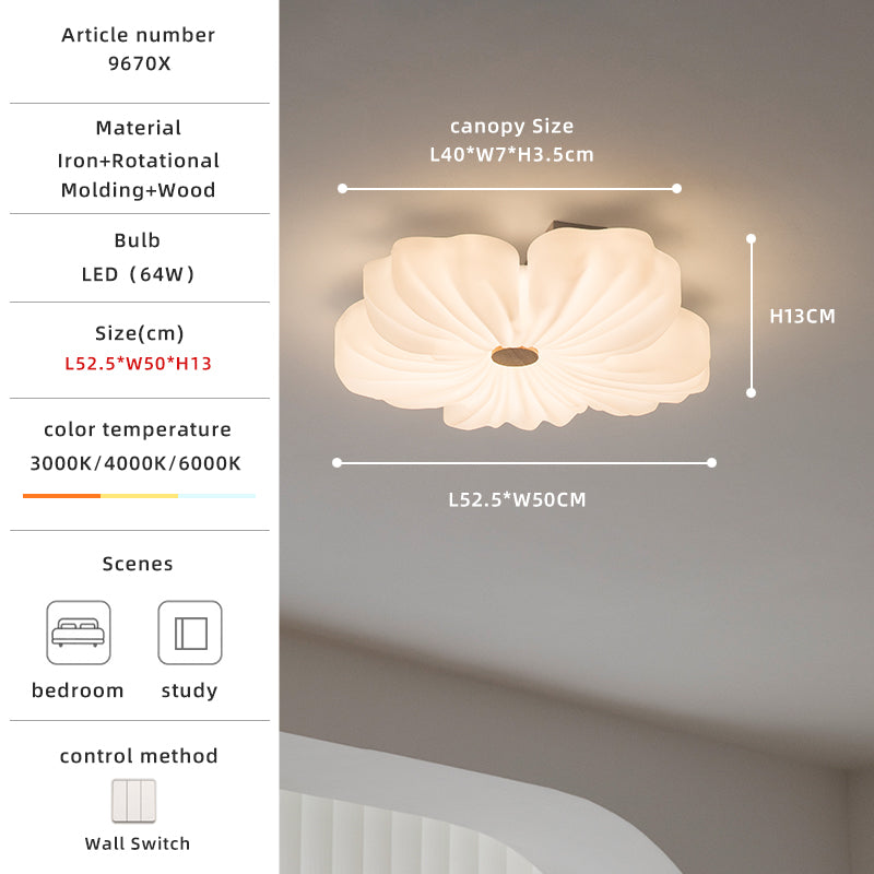 Modern White Flower Wood 3-Lap LED Ceiling Light no.9670