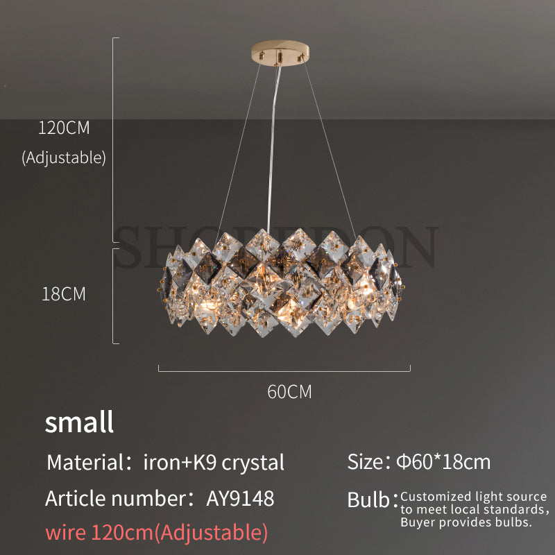 Soft Gold and Smoky Gray Crystal Modern Pendant Light Chandelier no.9148