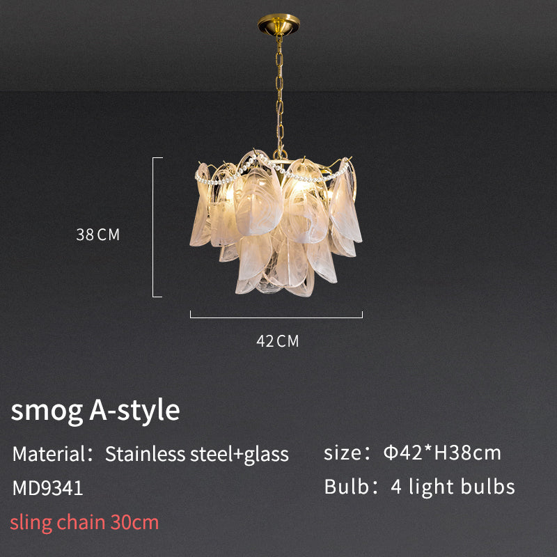 Smoke Glass and Soft Gold Pearl Pendant Light Chandelier no.9341