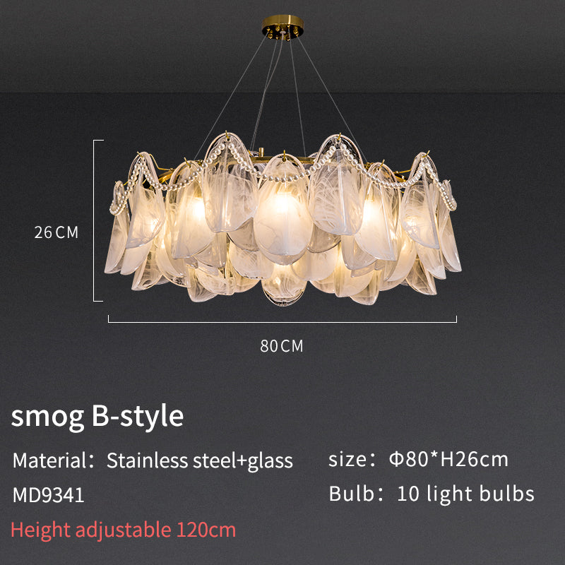 Smoke Glass and Soft Gold Pearl Pendant Light Chandelier no.9341