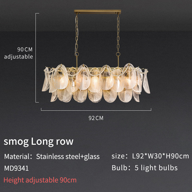 Smoke Glass and Soft Gold Pearl Pendant Light Chandelier no.9341