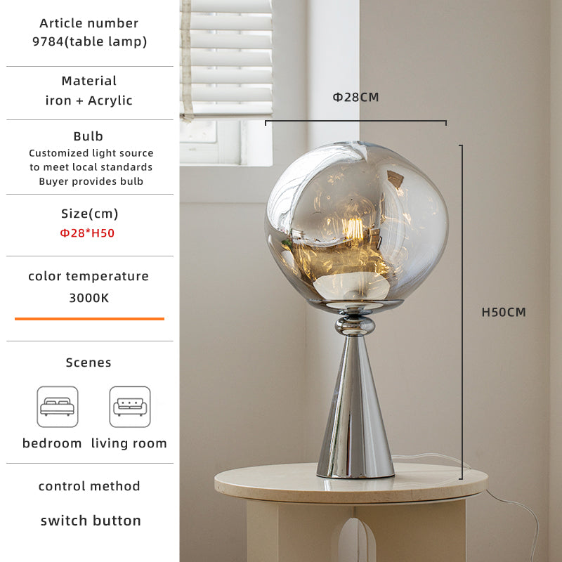 Luxurious glass orb table lamp size