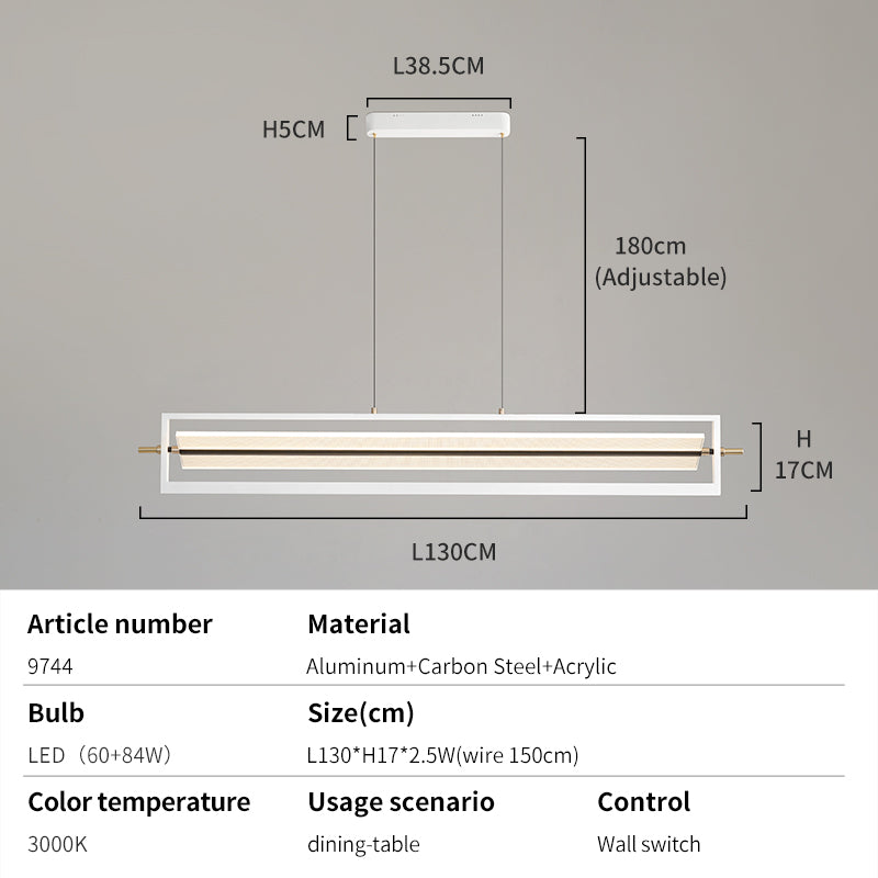 White dining light dimensions